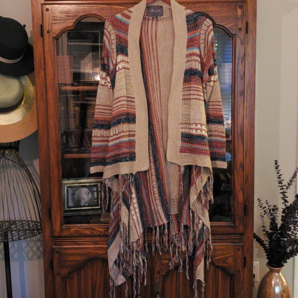 Paper Crane Fringed Cardigan, Large